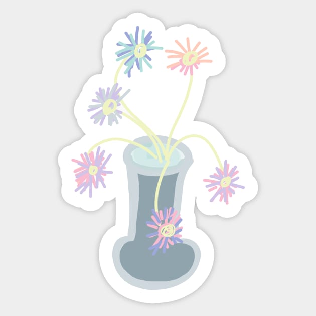 STARRY FLOWERS IN GREY VASE Sticker by aroba